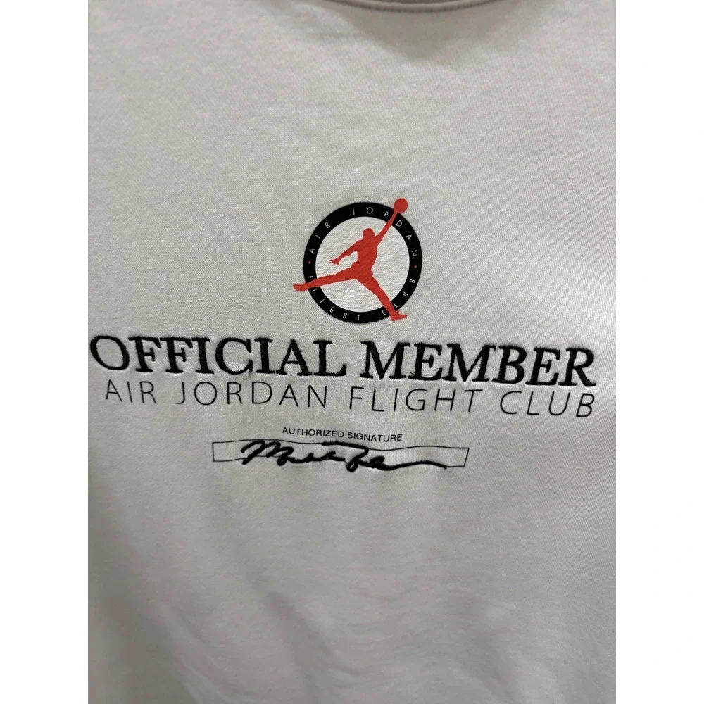 Jordan Flight Club Official Member Crewneck Sweatshirt White Mens XL Graphic